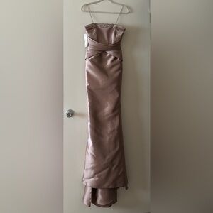 Champagne Badgley Mischka strapless gown